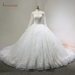 Vestido de noiva 2019 С Длинным Рукавом Кружевная Апликация Замочная скважина черное свадебное платье