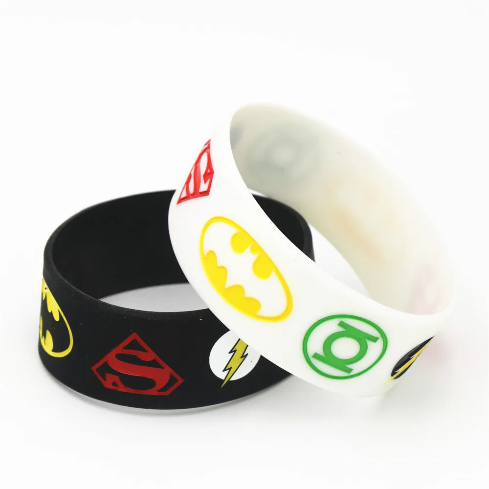 Силиконовые браслеты LUKENI с Бэтменом, 1 шт., черные и белые браслеты из силиконового каучука и браслеты для фанатов SH047