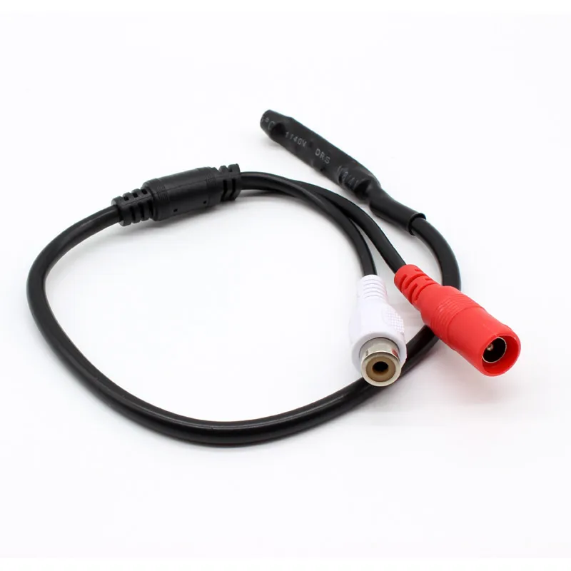 Mini Mic Audio Sound CCTV Microphone Cable 12V DC Power RCA Output wire