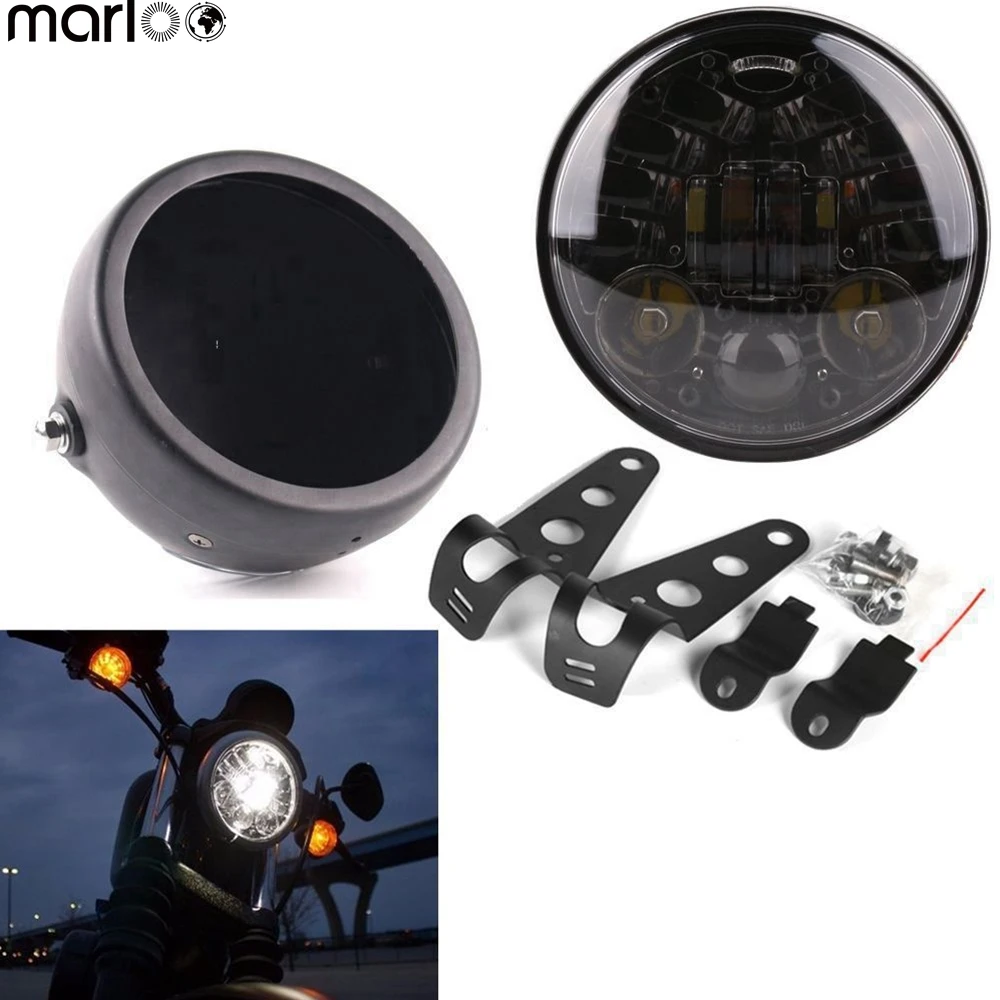 

Marloo Motorcycle Headlamp Bracket Accessories 5 3/4" 5.75 Inch Daymaker Led Headlight With Housing bucket For Harley Davidson