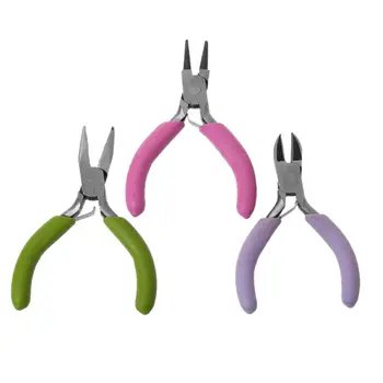 

OOTDTY 3pcs/set Mini Jewelry Beads Making Tools Pliers Beading Line Chain Cutter Kit Hand Tools Pliers