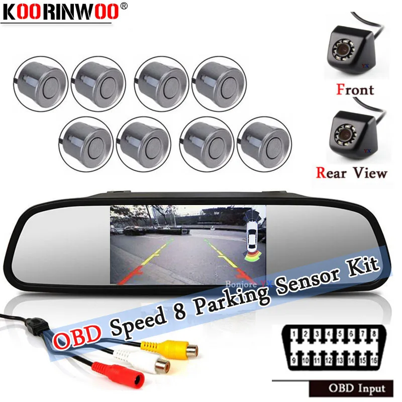 

Koorinwoo OPS Car Parking Sensors With Video Monitor Rear View Camera Reverse Radar Car Detector Security Camera Parktronic