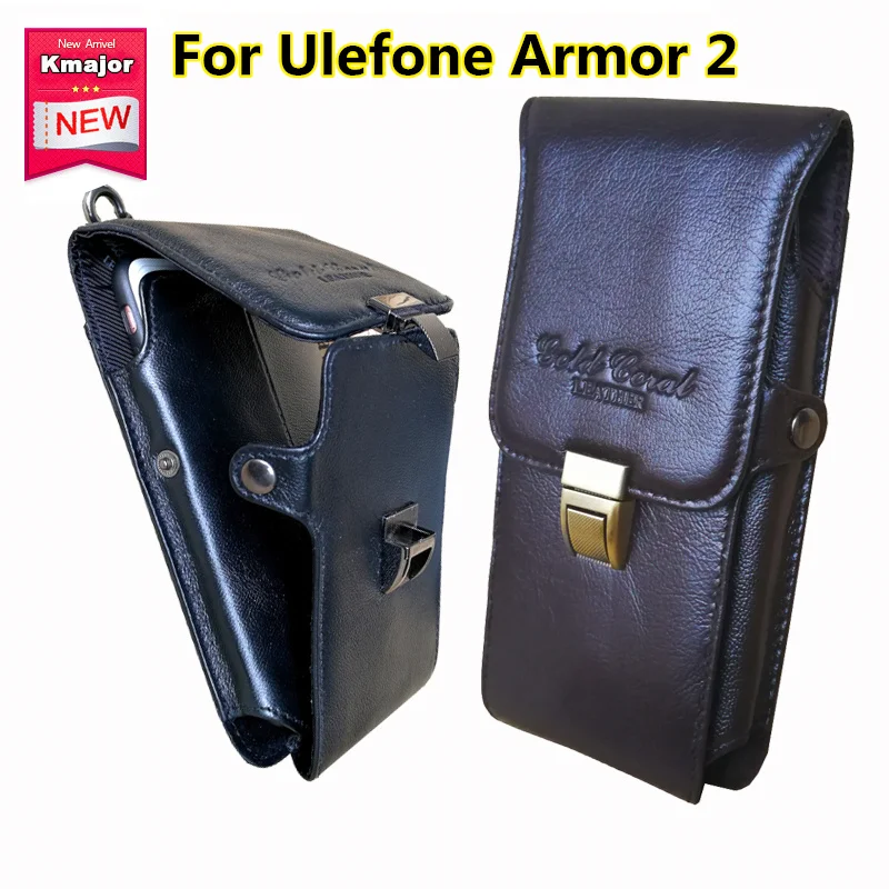 

Genuine Leather Pouch Belt Clip/Loop Holster with Spring Clip Hook for Ulefone Armor 2 Waterproof Mobile Phone Bag Case Cover