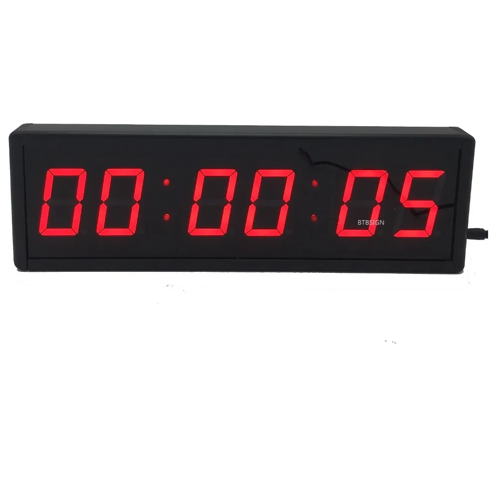 Btbsign Large LED Countdown Timer Stopwatch With Wired Switch Button and Remote Obstacle Course Races Fitness Timer 2.3 Inch Red 6
