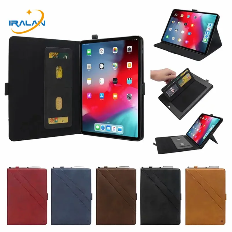 

New PU Leather Stand Case For Apple iPad Pro 11 2018 Tablet Smart Cover For iPad pro 11 inch With Card Slot Pen set+Film+Stylus