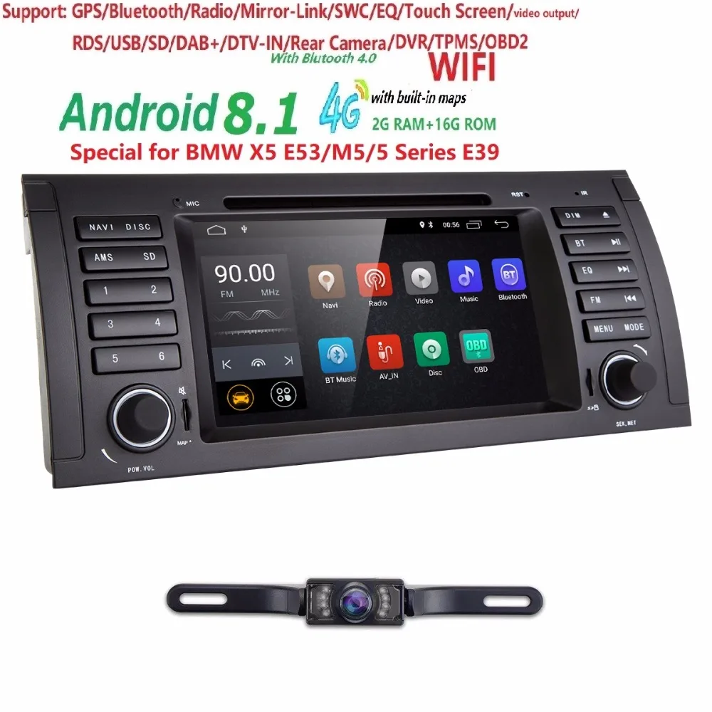 

Android 8.1 7 Inch In Dash Car DVD Player Multimedia For BMW/E39/X5/E53 With RAM 2GB Canbus Wifi GPS Navigation Radio FM USB CAM