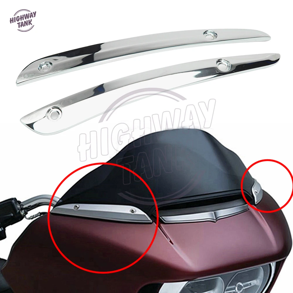 Chrome motorcycle Windshield Side Trim streamline Front adornment case