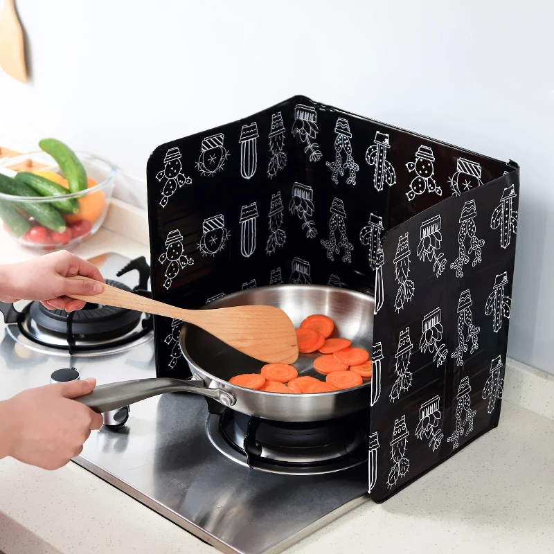 Kitchen Gas Stove Table Oil Plate Home Creative Heat-Resistant Oil Splash Aluminum Foil Baffle Stir-Fry Insulation Board