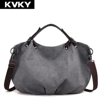 

KVKY Fashion Women Canvas Handbags Hobos Ladies Shoulder Bag Female Large Capacity Crossbody Bag Messenger Bag Casual Tote bolsa
