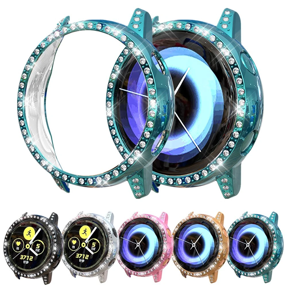 

Luxury Hard PC Protective Case Frame Crystal Diamonds Cover For Samsung Galaxy Watch Active Frame Coverage Shockproof