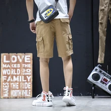 Хаки, черный, армейский зеленый, камуфляжный принт, сбоку, несколько карманов, стиль сафари, повседневные шорты до колена, Бермуды для мужчин, взрослых мальчиков