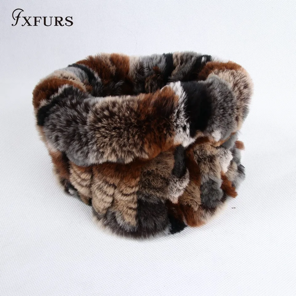 FXFURS меховой шарф пуловер женский осенний и зимний теплый шарф из меха кролика рекс зимняя теплая Меховая повязка на голову