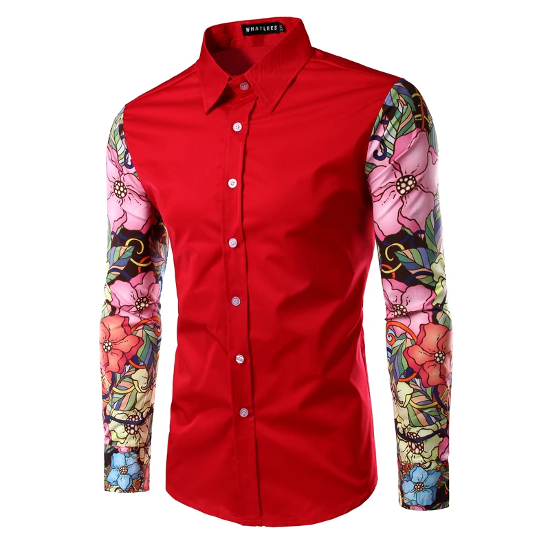 2016-Fashion-Spring-Long-Sleeve-Casual-Men-Shirt-Floral-Pink-And-Red-Porcelain-Print-Patchwork-Unique (2)