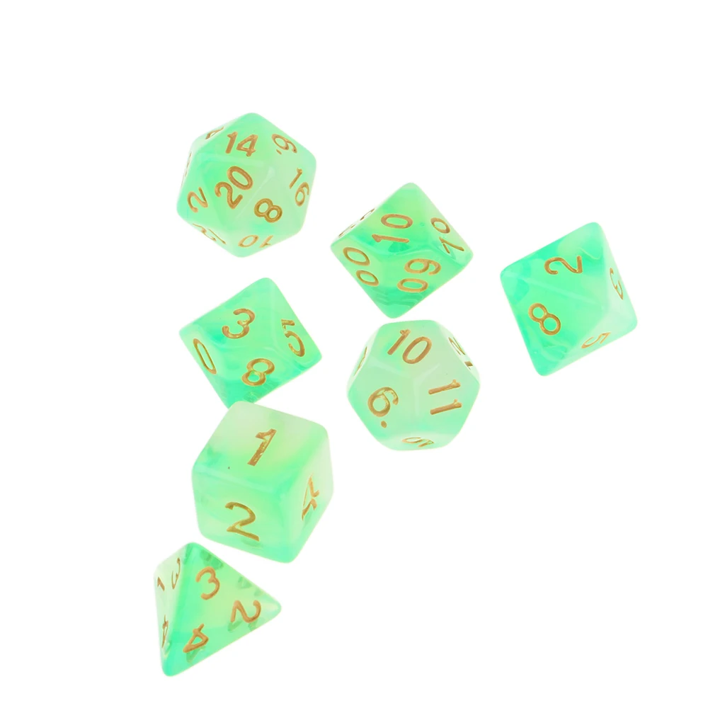 

MagiDeal 7Pcs/Set Polyhedral Dice Toy d4 d6 d8 d10 d12 d20 for Dungeons and Dragons MTG TRPG Fun Game Toys