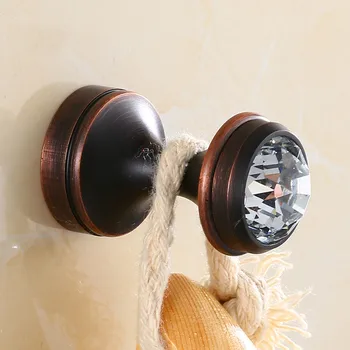 

Antique Copper Cloth Hanger Hook Single Solid Brass Carved Robe Hooks Wall Mount Brass Made Crystal for Living Room Ju892