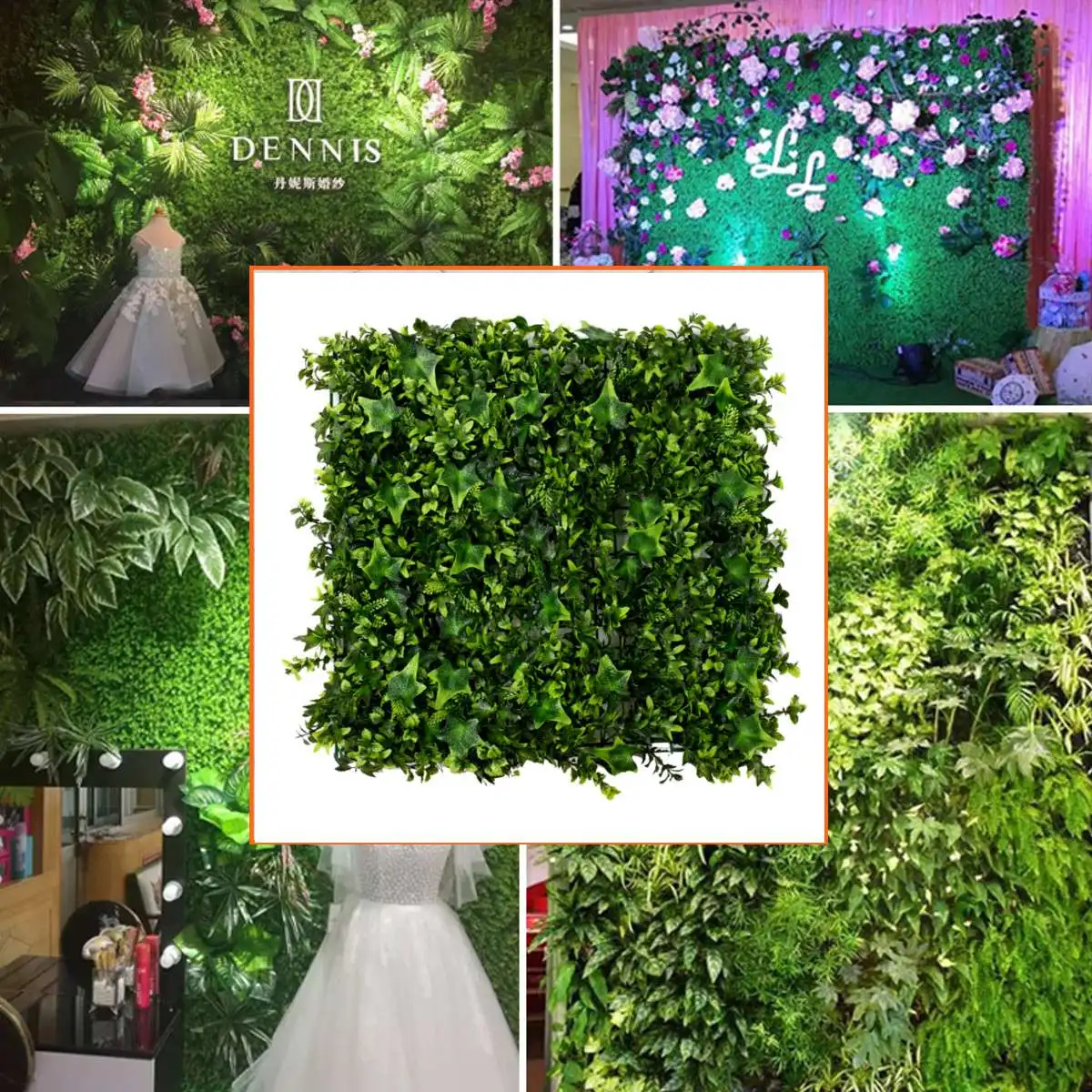 

Garden Artificial Hedge Panel Ivy Leaf Private Screen Plants Greenery Fence 50x50cm Party Wedding Decorations Wall Ornaments