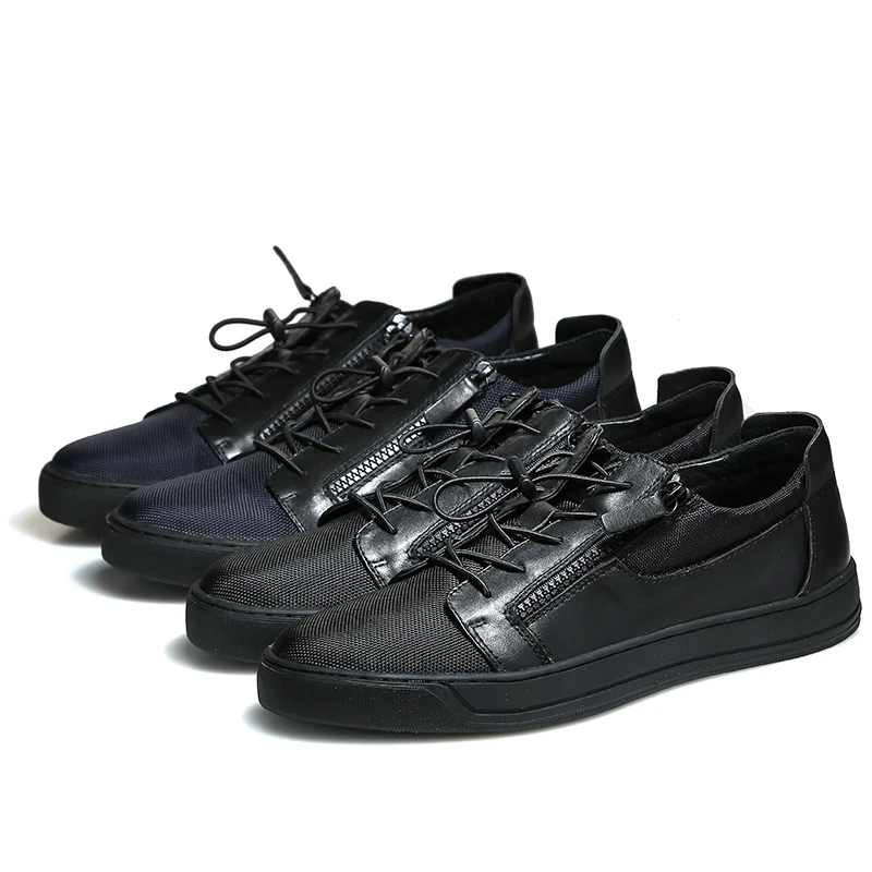 

2017 Top Brand Spring Autumn Loafers Men Oxford Flat Lace-Up Moccasins Genuine Leather Zip Men Casual zapatos Hombre
