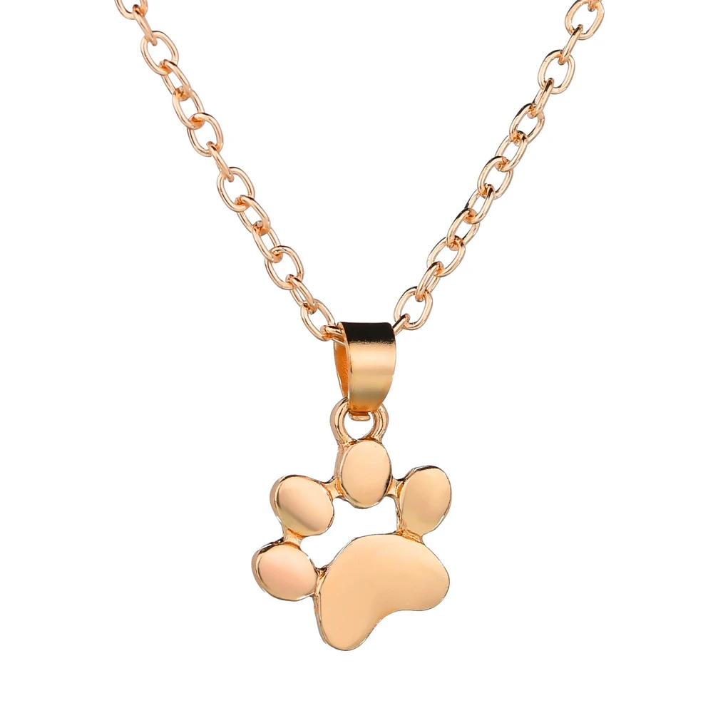 MissCyCy Mini Dog Paw Pendant Necklaces Gold Silver Color Cute Small