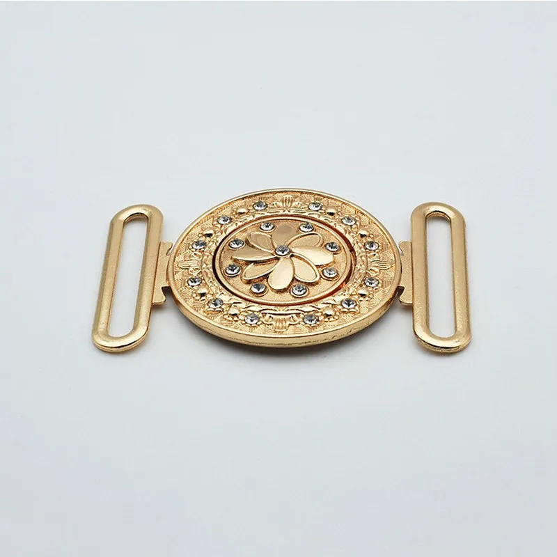 

2 Pairs/lot 40 Mm Wide Round Combined Belt Buckles Engraved Floral Metal Fasten Button for Woman Down Jacket Garment Accessory