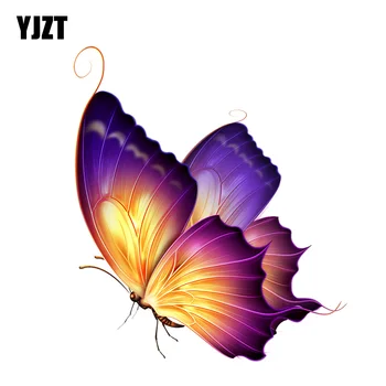 

YJZT 12.3CM*14.5CM Beautiful Color Butterfly Decal PVC Motorcycle Car Sticker 11-00650