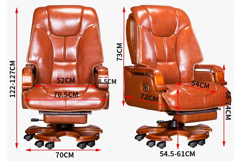 Кожаное кресло начальника может ложиться офисное кресло семья из воловьей кожи большой стул для классной комнаты, массажная однотонная деревянный шарнир компьютерное кресло