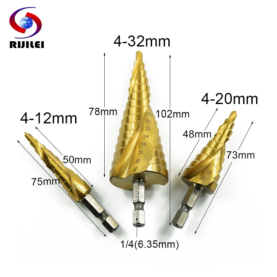 RIJILEI Step Drill Bits High Speed Steel Step Drill for Metal