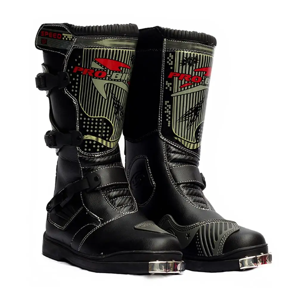 PRO-BIKER/мотоциклетные ботинки; мужские ботинки для мотокросса из искусственной кожи; гоночные ботинки для мотогонок; черные гоночные ботинки до середины икры; Водонепроницаемая Байкерская обувь