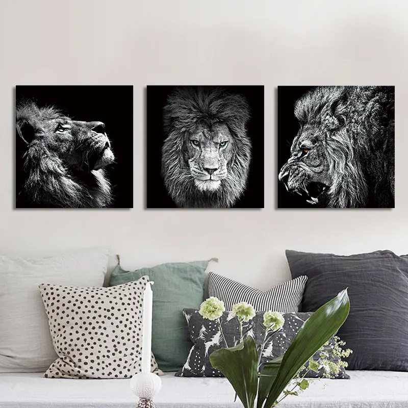 

3pcs Black White Lions DIY Diamond Paintings,Diamond accessories,Diamond Embroidery,5D Full Round Diamond Painting Cross Stitch,