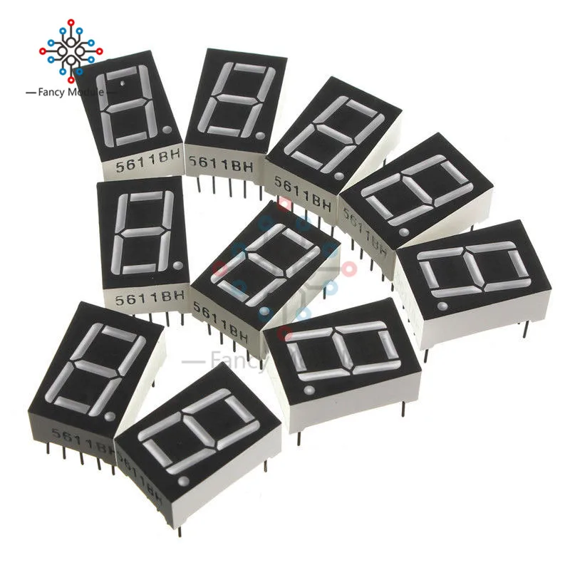 10 шт. Красный 7 сегментный светодиодный дисплей 0 5 дюйма 1 бит|segment led|segment display anodebit y