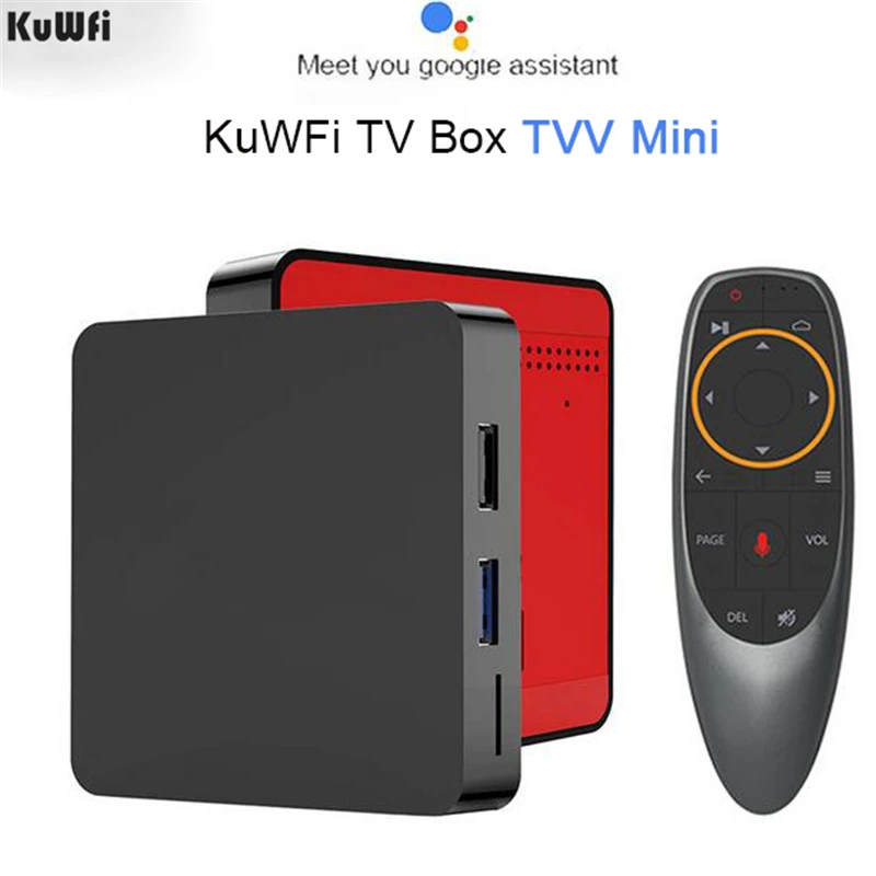 

KuWFi Smart TV Box Android TV Box IPTV Amlogic S905X2 Voice Remote Set-Top Box 4K Video Set Top Television TVV Mini Media Player