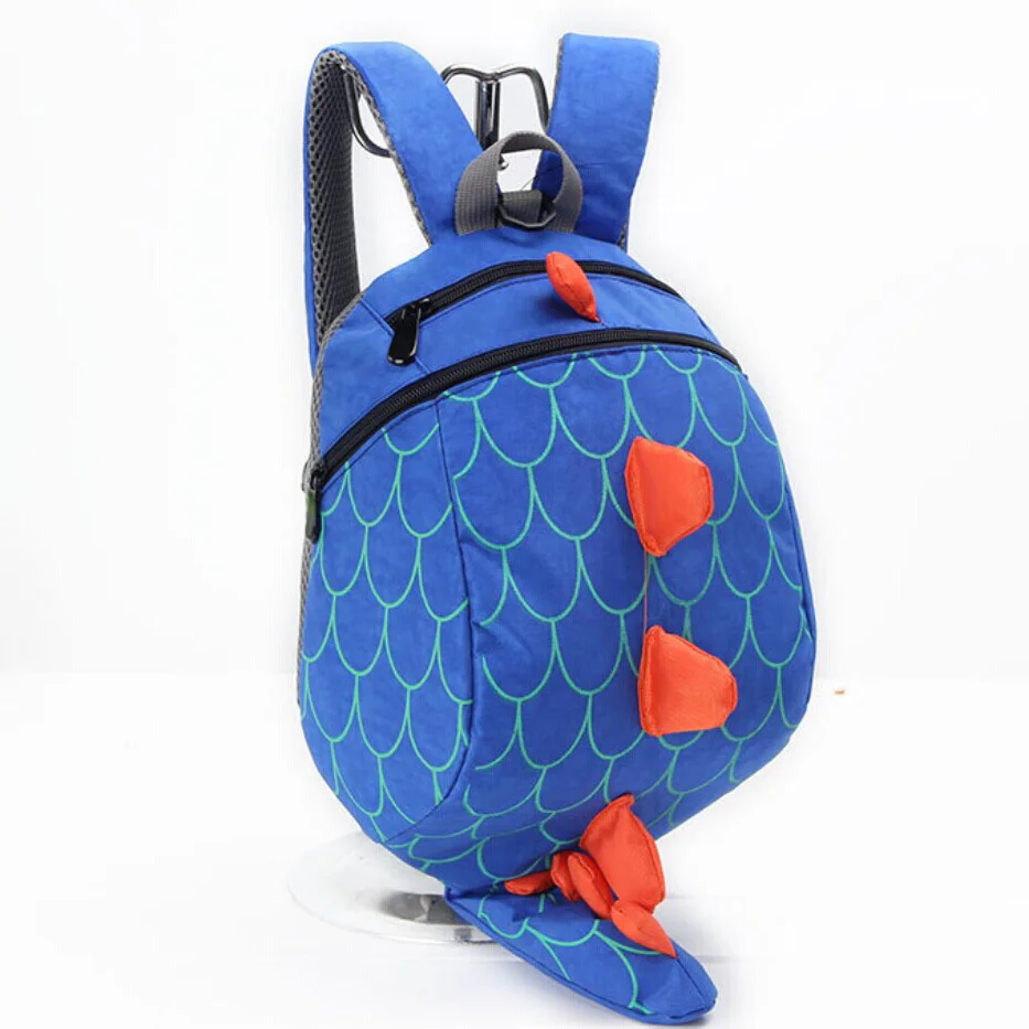 3D дизайн мультфильм Динозавр ребенок малыш анти-потеря поводок ремень ходунки Детская коробка для обеда сумка Детский сад Школьный рюкзак - Цвет: Синий