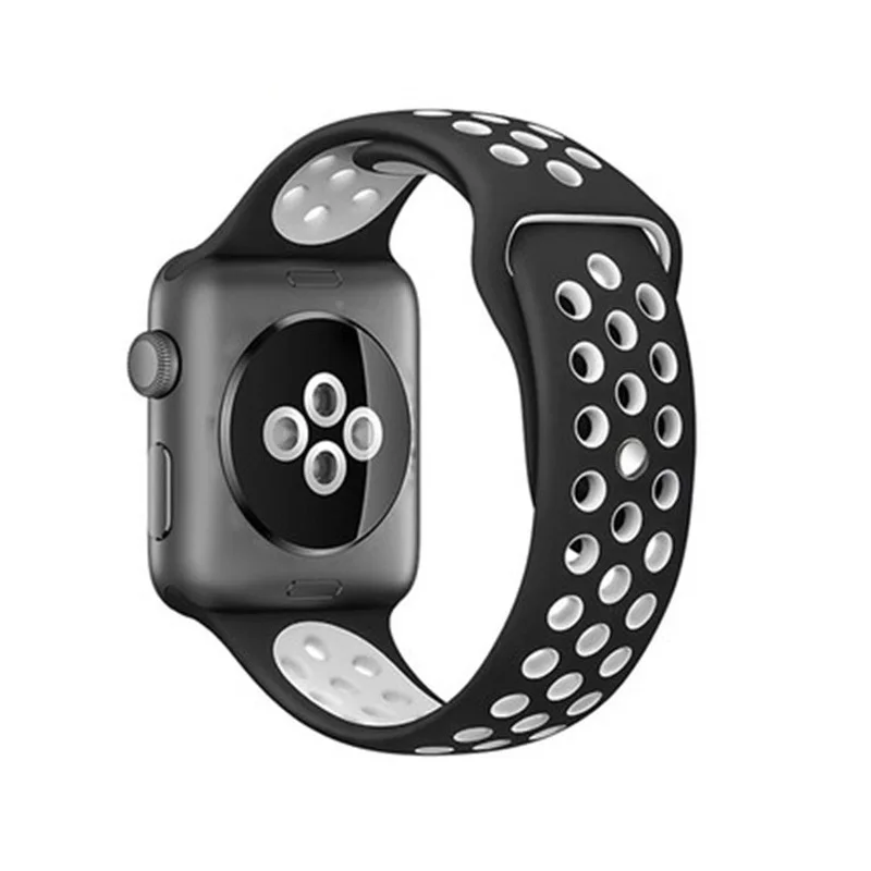 ONEVAN Цветной силиконовый ремешок для наручных часов Apple Watch, версии 4/3/2 44 мм, 42 мм, 40 мм, 38 мм, спортивный браслет, ремешок для iwatchBand - Цвет: Black White