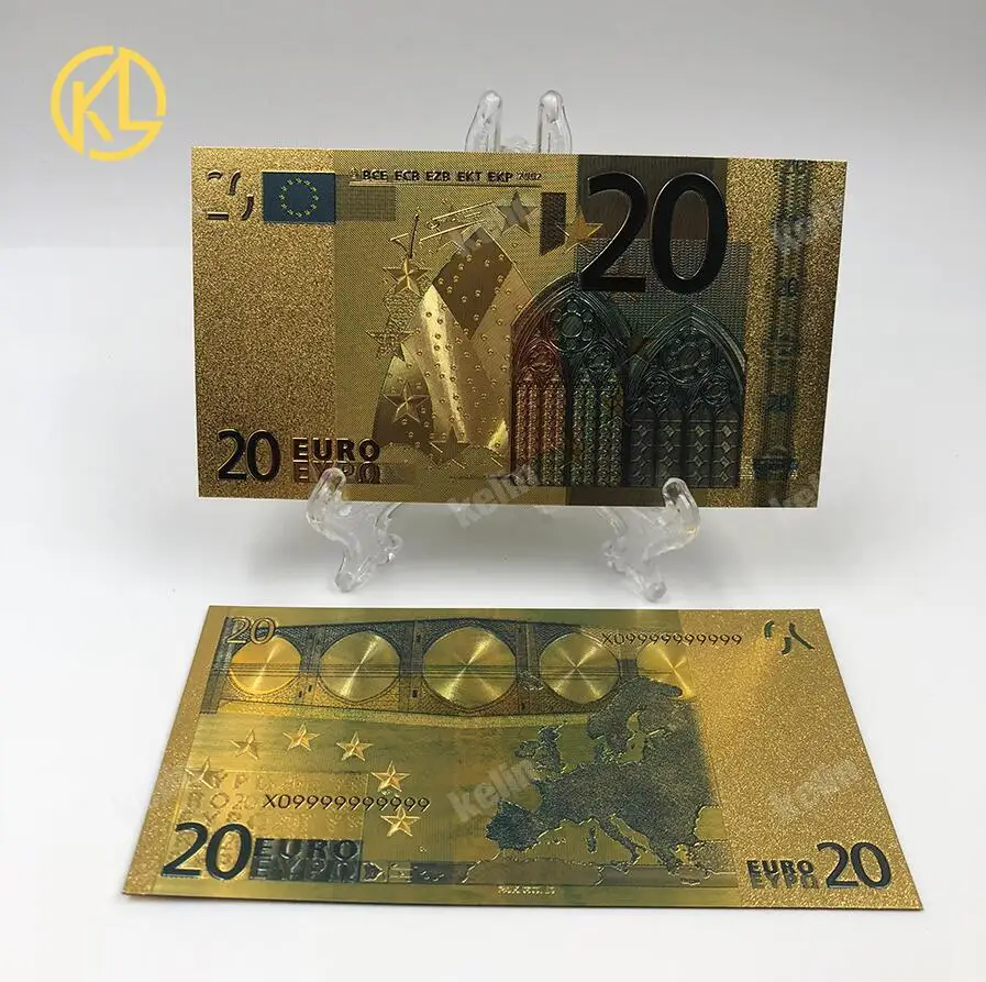 Горячая Euro500 10 шт./лот красочные Европейская банкнота валют 500 Банкноты евро в центре сообщений в течение 24 K Gold Фольга фальшивых денег для подарков - Цвет: Euro20X10pcs