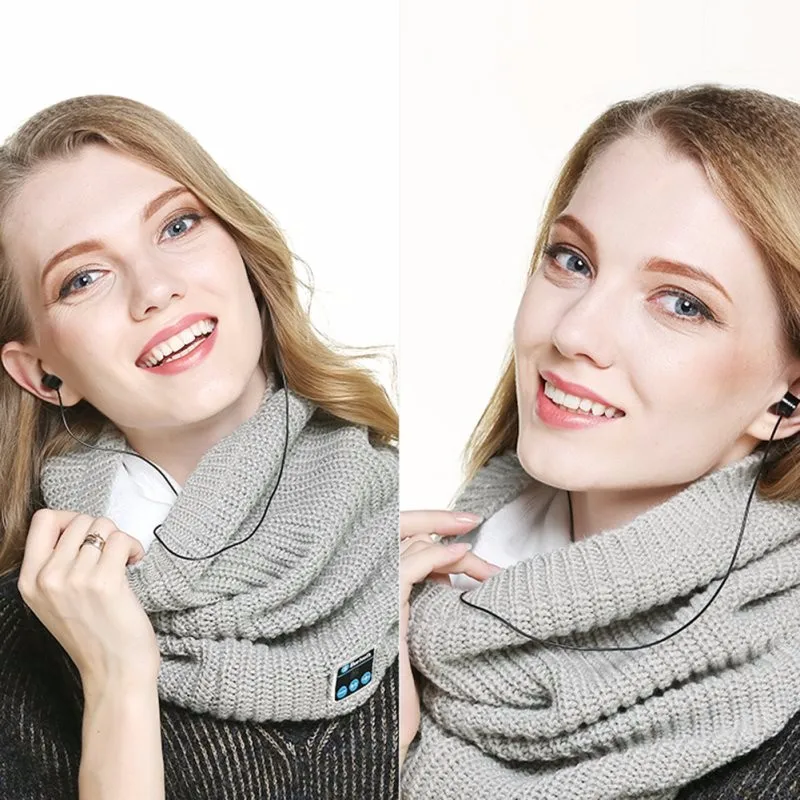 Вязаный беспроводной шарф для bluetooth наушников гарнитура наушники Bluetooth шарфы