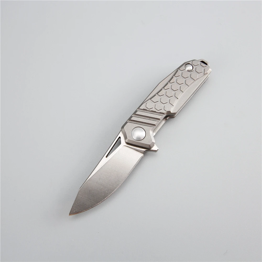 Edc mini knife m390 steel folding blade cnc titanium handle key pocket camping outdoor knife 60 hrc survival knifes tools