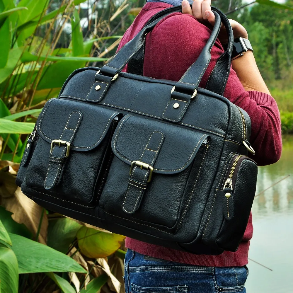 Hot Sale Design Real Leather Casual Fashion Men Briefcase Business Laptop Case Attache Messenger Ba