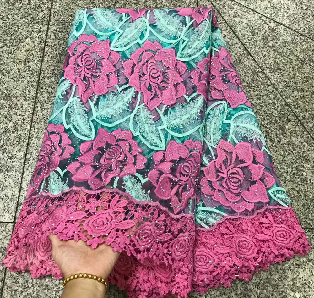 

High Quality African Lace Fabrics French Net Embroidery Tulle Lace Fabric With Stones For Nigerian Wedding Dress