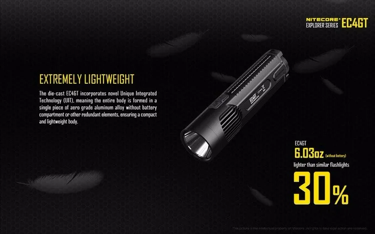 NITECORE EC4GT удобный портативный 1000 люмен излучатель фонарик фонарь прожектор охота кемпинг без батареи