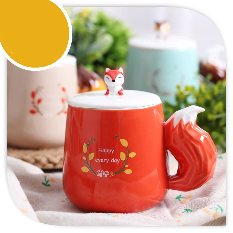 Креативная керамическая кружка с лисьим животным|ceramic cup|mark cupglass mark |