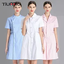 Женский доктор форма медсестры, медицинская Униформа платье больница рабочая одежда аптека белая лабораторная куртка Женский салон красоты костюм