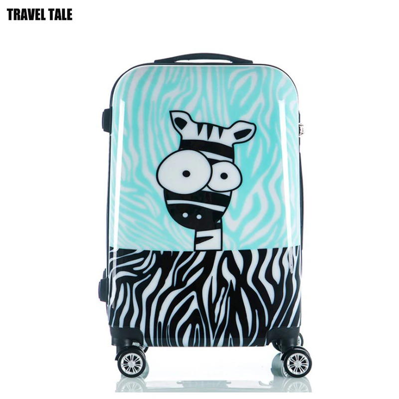 

TRAVEL TALE 20" 24" inch cute Zebra striped ABS PC cartoon trolley luggage bag fashion travel suitcase for traveling