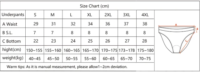 under pants sizes