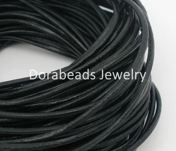 DoreenBeads 1,5 мм черный круглый кожаный шнур для ювелирных изделий 10 метров