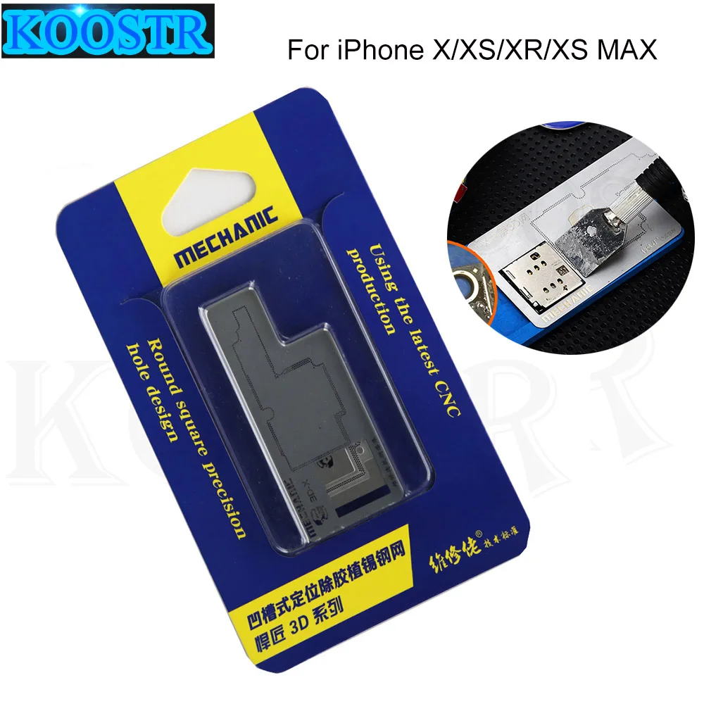 

MECHANIC 3D BGA Reballing Stencil Kit for iPhone X Motherboard Middle Layer Planting Tin Template Reballing Plate Soldering Net