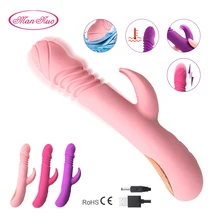 Erotic Heating Thrusting Rabbit Vibrator Waterproof Rotating Dildo Vibrator G Spot Clitoris Stimulator Adult Sex Toys for Woman