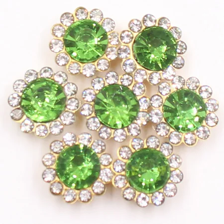 peridot Блестящие кристаллы и камни 8 мм Цветок блестящие Швейные Стразы Strass ручной работы ткань без горячей фиксации пришить стразы для платья - Цвет: peridot