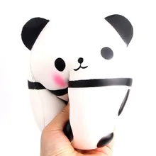 Большая панда яйцо 15 см кавайный мягкий большой мягкий панда Милая сжимаемая игрушка медленно поднимающаяся снимает стресс антистресс ремень для телефона