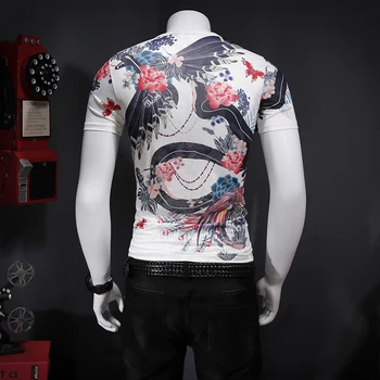 

3D flower pattern creative printing luxury short sleeve t shirt Summer 2018 quality tencel hollow breathable t shirt men M-XXXXL