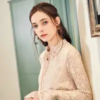ARTKA 2018 Autumn and Winter New Women Solid Lace Up Flare Sleeve Loose Thin Pullover Shirt Vintage Lace Blouse SA15087Q