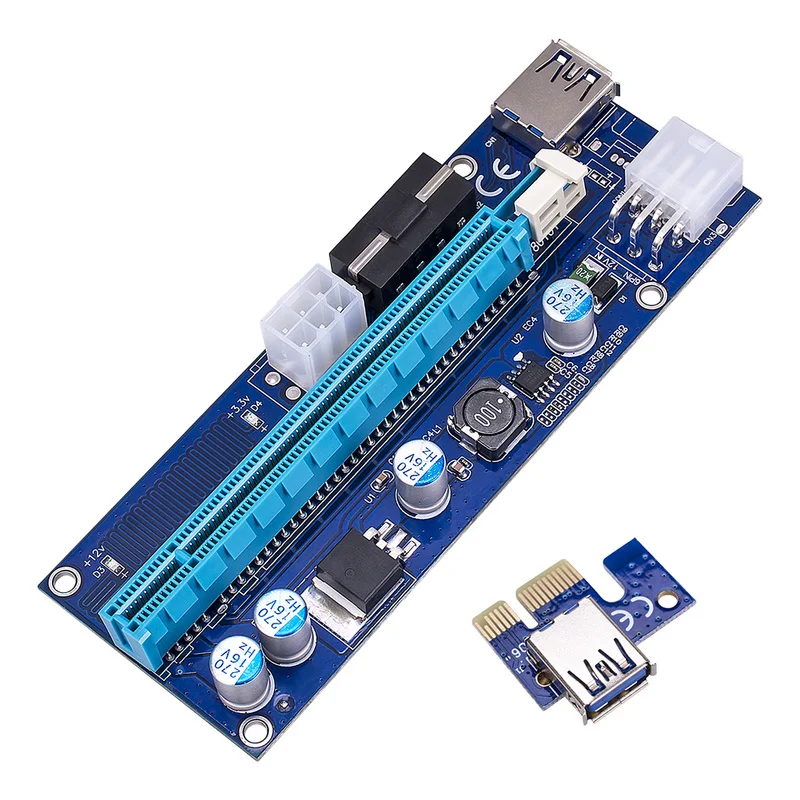 

Mining Miner 009s 1x To 16x PCI Express Riser Card PCI-E Extender USB3.0 Cable Dual 6pin 4pin Molex SATA To 6Pin for ETH Bitcoin